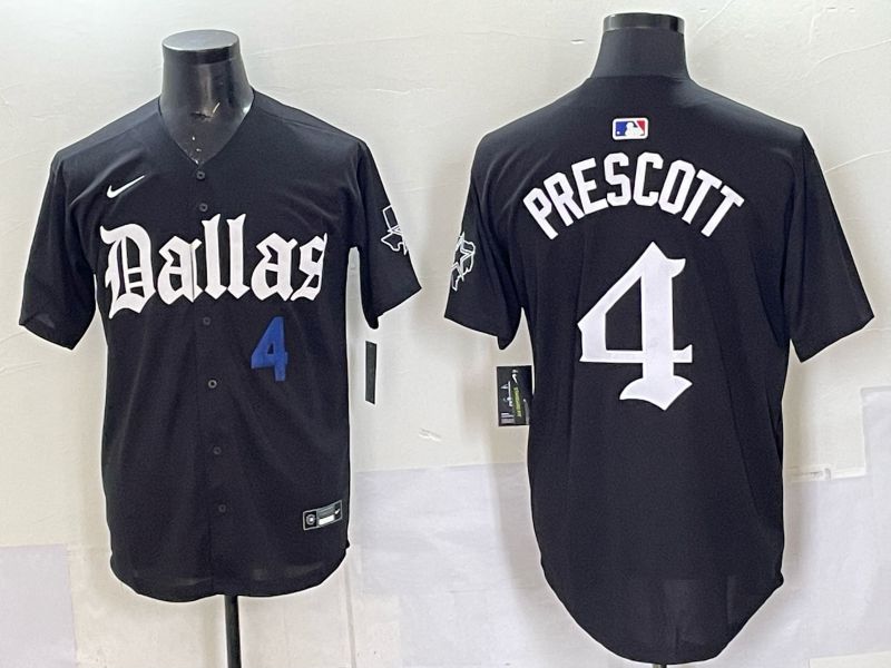 Men 2025 Nike Dallas Cowboys #4 Prescott Black 5th generation Joint Name Limited NFL Jersey 06